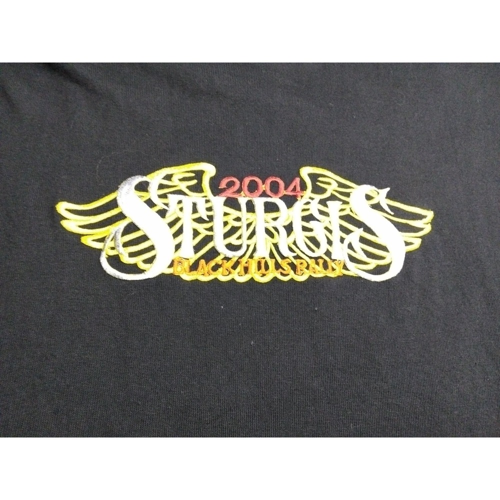 Sturgis Black Hills Rally T-shirt Black '04 100% Cotton Size XL Embroidered Logo
